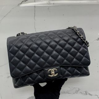 CAVIAR SKIN 33CM MAXI DOUBLE FLAP NO.14 W/CARD