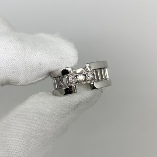 TIFFANY FINE JEWELRY RING ATLAS WITH DIAMOND 3P WG750 8.3G