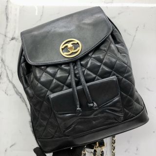 Chanel Bag Circle Logo Backpack in Lambskin