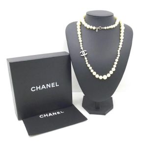 Chanel A11 V Pearl Necklace