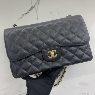 Chanel No. 19 Jumbo Classic Flap Bag in Caviar Skin