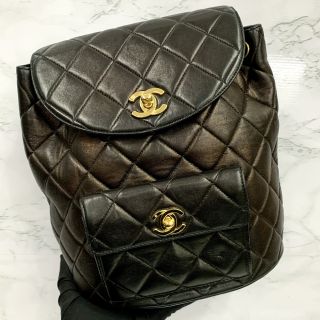 Chanel Bag Lambskin No.4 Black Backpack No Card