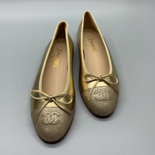 CHANEL SHOES PUMPS FLATS GOLD G02819