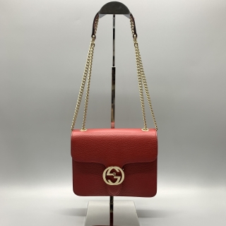 GUCCI BAG GG INTERLOCKING 510304 CHAIN SHOULDER RED 493075