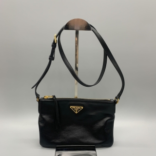 PRADA BAG LEATHER CROSSBODY SHOULDER BLACK 1BH173