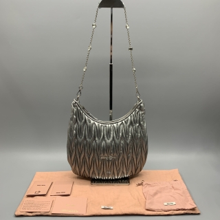 MIU MIU BAG LEATHER MATELASSE CHAIN 5BC085 CRYSTAL