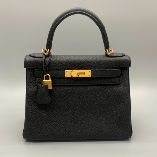 HERMES BAG KELLY 28 GHW TOGO RETOURNE BLACK W STAMP WDM880
