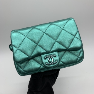 CHANEL BAG MATELASSE LAMBSKIN MINI SQUARE CHAIN METALIC AS4613