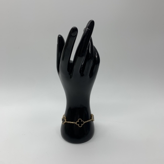 VAN CLEEF & ARPELS FINE JEWELRY BRACELET ONYX VINTAGE ALHAMBRA 5 MOTIF YG750 11.54G
