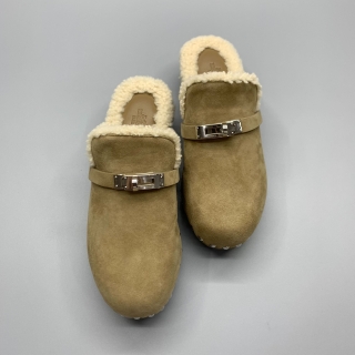 HERMES SHOES KELLY MULES BEIGE GOBI #36