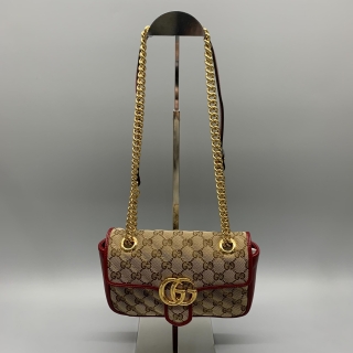 GUCCI BAG MARMONT GG CHAIN SHOULDER 446744 RED