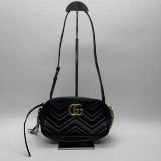GUCCI BAG MARMONT 447632 CHAIN CAMERA SHOULDER BLACK