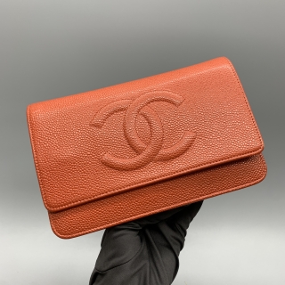 CHANEL BAG CAVIAR SKIN COCO WALLET ON CHAIN NO.17 RED