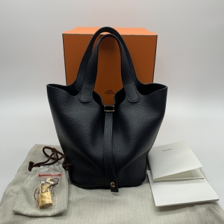 HERMES BAG PICOTIN 18 BLACK STAMP U