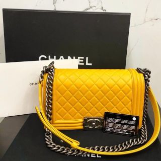 Chanel No.20 Boy Handbag, Yellow Lambskin Leather