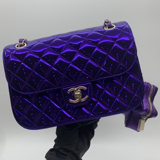 CHANEL BAG MATELASSE 24C METALIC MINI FLAP BAG & STAR COIN PURSE