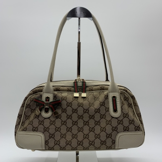 GUCCI BAG GG 161720 SHOULDER CANVAS WHITE