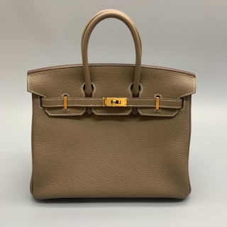 HERMES BAG BIRKIN 25 ETOUPE GHW TOGO B STAMP BCT922IN