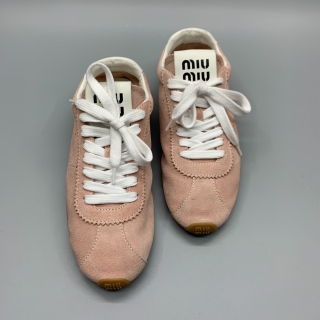 MIU MIU SHOES SNEAKERS 5E114E SUEDE PINK #37.5