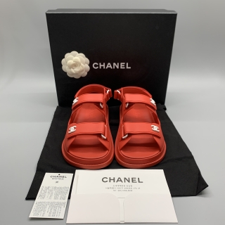 CHANEL SHOES SANDALS G35607 DAD SANDALS RUBBER RED SIZE 37