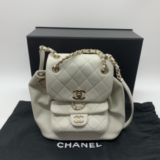 CHANEL BAG LAMBSKIN BACK PACK MINI WHITE