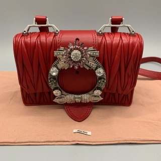 MIU MIU BAG LEATHER 2WAY CHAIN SHOULDER RED