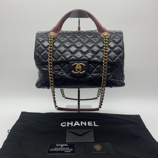 CHANEL BAG MATELASSE 2WAY HANDLE ROCK CASTLE BLACK NO.19 19655223