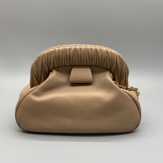 MIU MIU BAG LEATHER 5BF110 CHAIN SHOULDER BEIGE