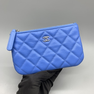 CHANEL SLG CAVIAR SKIN MATELASSE ZIP COIN CASE POUCH RFID