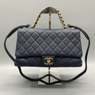 CHANEL BAG CLASSIC FLAP CHIAN MATELASSE NAVY 32CM 23289223