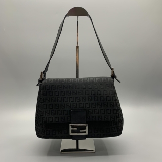 FENDI BAG ZUCCA MAMMA SHOULDER BLACK 30CM
