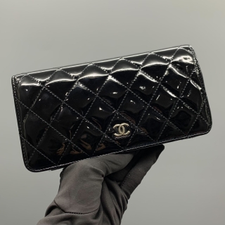 CHANEL SLG PATENT COCO LONG WALLET BIFOLD NO.14