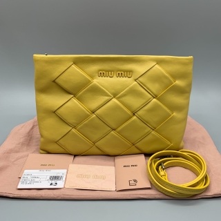 MIU MIU BAG LEATHER INTRECCIO 5BF106 SHOULDER