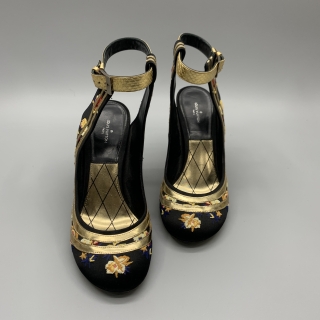 LOUIS VUITTON SHOES HEELS FLOWER EMBROIDERY #38