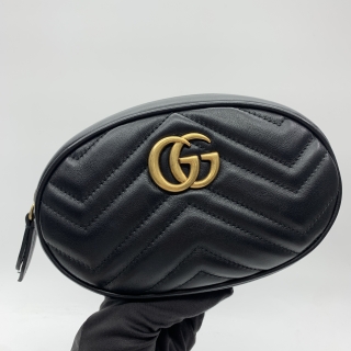 GUCCI BAG MARMONT 476434 GG WAIST BODY BUM BELT BAG BLACK