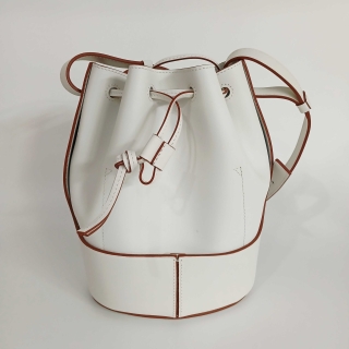 LOEWE BAG BALLOON DRAWSTRING BUCKET SHOULDER BAG WHITE