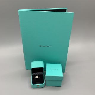 TIFFANY FINE JEWELRY RING SOLESTE PT 950 DIAMOND CUSHION D 0.43CT 5.69G