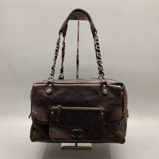 CHANEL BAG CAVIAR SKIN VINTAGE TOTE HAND BAG W/O CARD NO.11 11411524