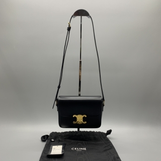 CELINE BAG TRIOMPHE CLAUDE SMOOTH LEATHER ONE SHOULDER BLACK