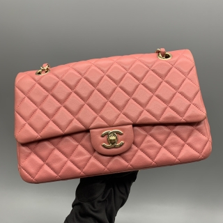CHANEL BAG LAMBSKIN SINGLE FLAP 25CM PINK NO.19 / 19192186