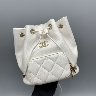 CHANEL BAG CAVIAR SKIN BUCKET WHITE NO.30