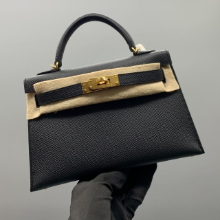 HERMES BAG KELLY MINI BLACK GHW K STAMP