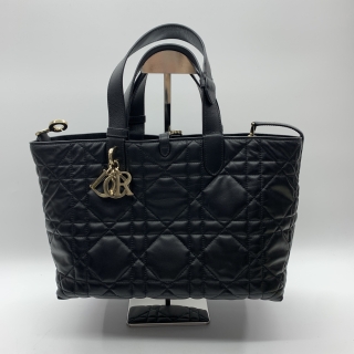 DIOR BAG TOUJOURS MEDIUM BLACK TOTE WITH POUCH
