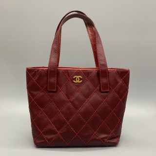 CHANEL BAG WILD STITCH TOTE RED W/O CARD