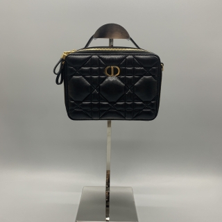 DIOR BAG CARO BOX 2WAY CHAIN BLACK