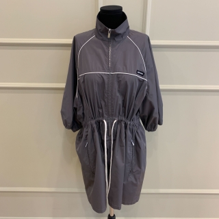 MIU MIU CLOTHES DOWN TECHNICAL SILK  ZIP ONE PIECE MIU MIU LOGO GREY #42