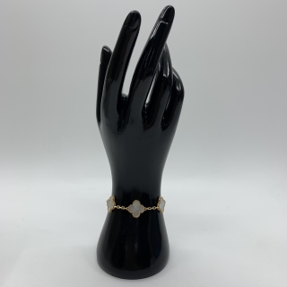 VAN CLEEF & ARPELS FINE JEWELRY BRACELET MOP VINTAGE ALHAMBRA 5 MOTIF YG750 11.02G