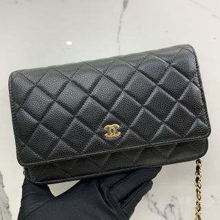 CHAIN WALLET CAVIAR MICROCHIP BLACK