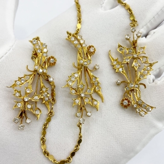 NO BRAND K OTHER W/CHAIN AND MELEE DIAMOND 2CT 24.5G 3 PC BROOCH
