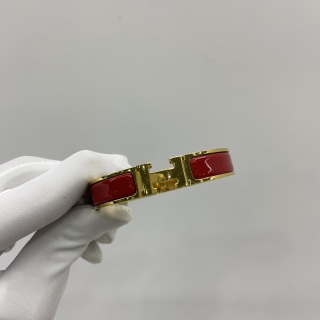 HERMES  CLIC CLAC H RED GHW FASHION JEWELRY BRACELET